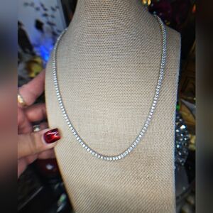 Elegant Sterling Moissanite Diamond $3690.99 MSRP 20 inch Tennis Necklace